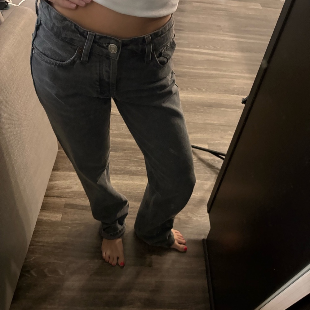 Zara Gray low rise Straight Leg Jeans